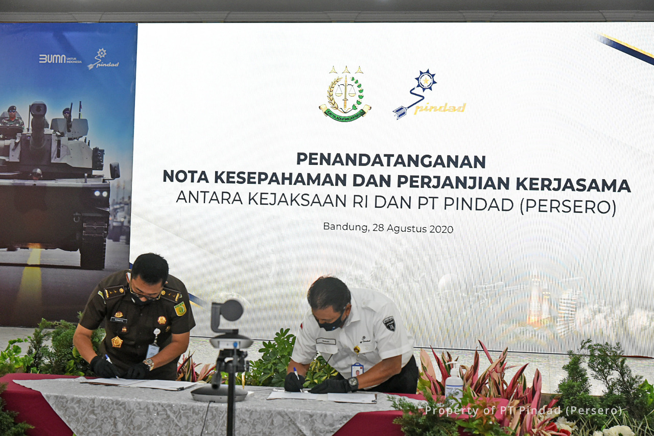 Kejaksaan RI Tandatangani Nota Kesepahaman dengan Pindad Tentang Kerjasama dan Koordinasi Dalam Rangka Mendukung Pelaksanaan Tugas dan Fungsi
